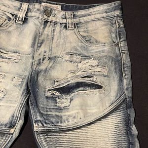 Smoke rise slim straight biker jeans